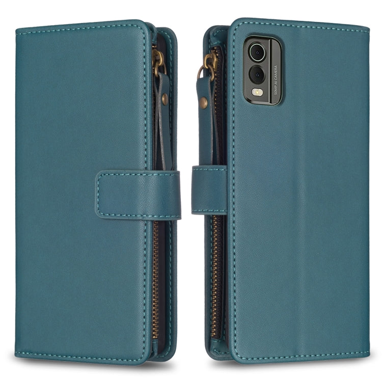 9 Card Slots Zipper Wallet Leather Flip Phone Case, For Nokia G42/G310, For Nokia C22, For Nokia C12, For Nokia G22, For Nokia C32, For Nokia C02, For Nokia G21 / G11