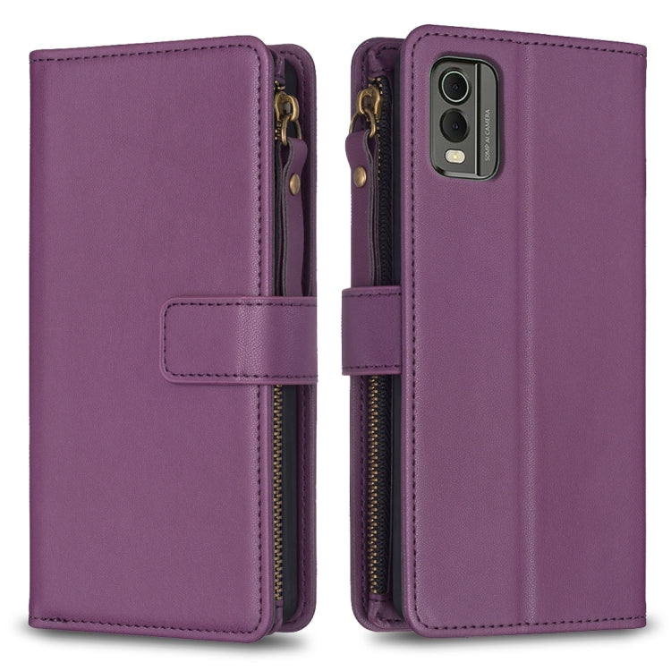 9 Card Slots Zipper Wallet Leather Flip Phone Case, For Nokia G42/G310, For Nokia C22, For Nokia C12, For Nokia G22, For Nokia C32, For Nokia C02, For Nokia G21 / G11