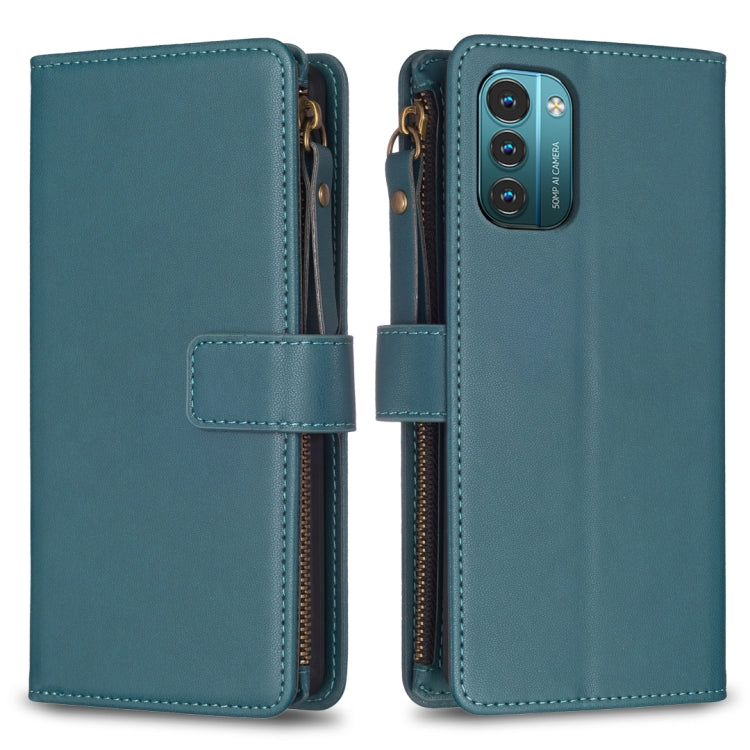9 Card Slots Zipper Wallet Leather Flip Phone Case, For Nokia G42/G310, For Nokia C22, For Nokia C12, For Nokia G22, For Nokia C32, For Nokia C02, For Nokia G21 / G11