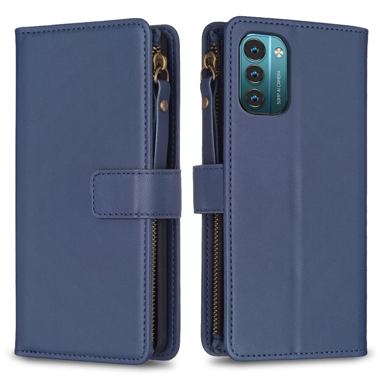 9 Card Slots Zipper Wallet Leather Flip Phone Case, For Nokia G42/G310, For Nokia C22, For Nokia C12, For Nokia G22, For Nokia C32, For Nokia C02, For Nokia G21 / G11