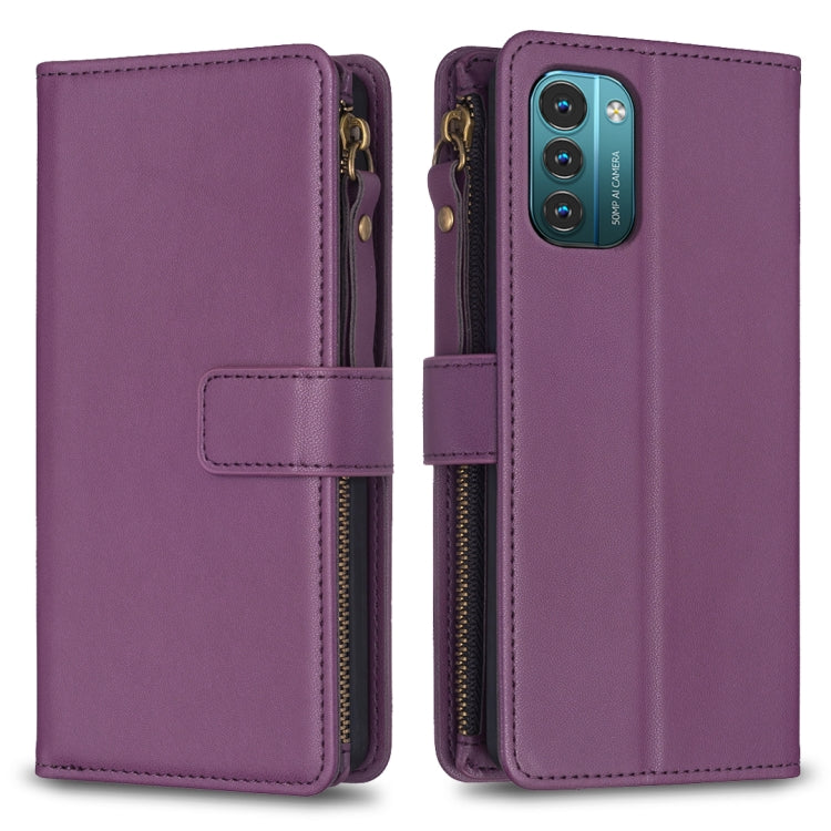 9 Card Slots Zipper Wallet Leather Flip Phone Case, For Nokia G42/G310, For Nokia C22, For Nokia C12, For Nokia G22, For Nokia C32, For Nokia C02, For Nokia G21 / G11