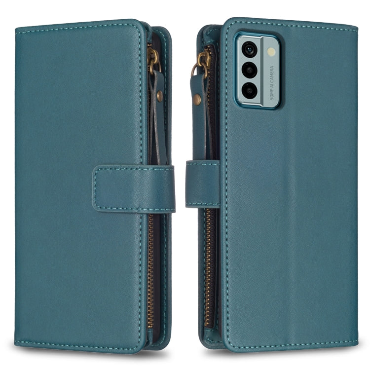 9 Card Slots Zipper Wallet Leather Flip Phone Case, For Nokia G42/G310, For Nokia C22, For Nokia C12, For Nokia G22, For Nokia C32, For Nokia G21 / G11, For Nokia C02
