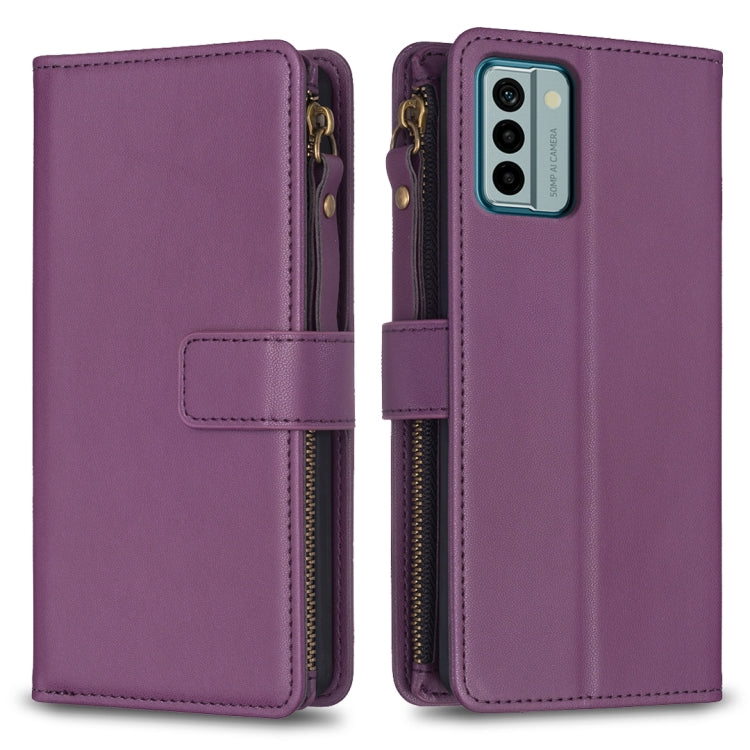 9 Card Slots Zipper Wallet Leather Flip Phone Case, For Nokia G42/G310, For Nokia C22, For Nokia C12, For Nokia G22, For Nokia C32, For Nokia C02, For Nokia G21 / G11