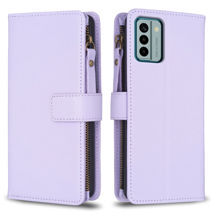 9 Card Slots Zipper Wallet Leather Flip Phone Case, For Nokia G42/G310, For Nokia C22, For Nokia C12, For Nokia G22, For Nokia C32, For Nokia C02, For Nokia G21 / G11