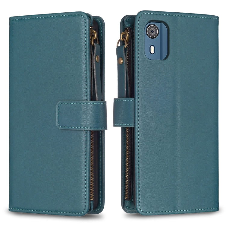 9 Card Slots Zipper Wallet Leather Flip Phone Case, For Nokia G42/G310, For Nokia C22, For Nokia C12, For Nokia G22, For Nokia C32, For Nokia C02, For Nokia G21 / G11