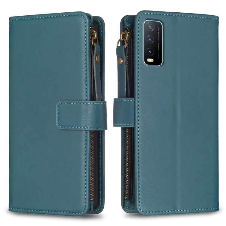 9 Card Slots Zipper Wallet Leather Flip Phone Case, For vivo Y78 5G, For vivo Y11 / Y15 / Y12 / Y17, For vivo Y35 4G / Y22s, For vivo Y21 / Y21s / Y33s, For vivo Y20, For vivo Y27 4G