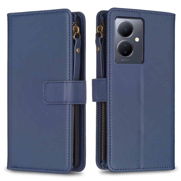 9 Card Slots Zipper Wallet Leather Flip Phone Case, For vivo Y78 5G, For vivo Y11 / Y15 / Y12 / Y17, For vivo Y35 4G / Y22s, For vivo Y21 / Y21s / Y33s, For vivo Y20, For vivo Y27 4G