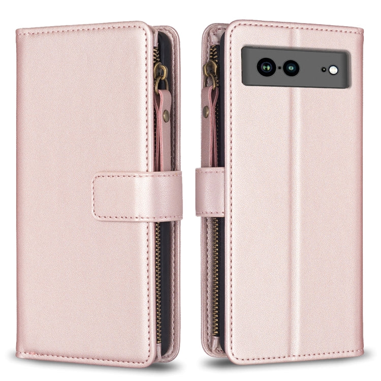 9 Card Slots Zipper Wallet Leather Flip Phone Case, For Google Pixel 8 Pro, For Google Pixel 8, For Google Pixel 7a, For Google Pixel 7 Pro, For Google Pixel 7