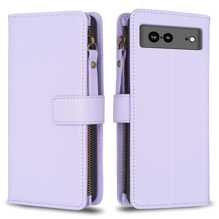 9 Card Slots Zipper Wallet Leather Flip Phone Case, For Google Pixel 8 Pro, For Google Pixel 8, For Google Pixel 7a, For Google Pixel 7 Pro, For Google Pixel 7