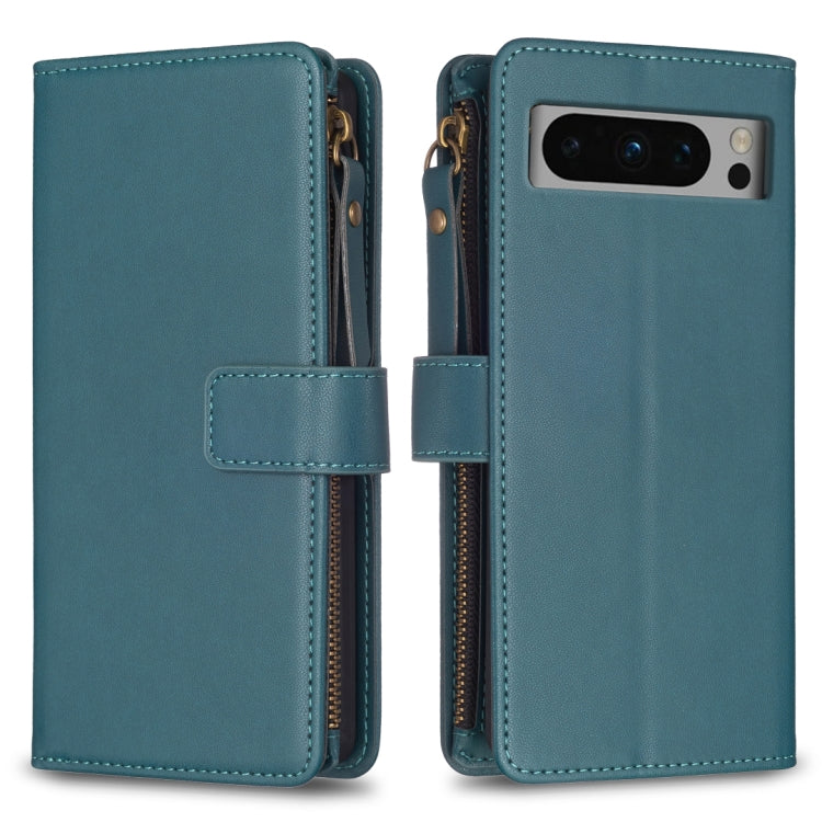 9 Card Slots Zipper Wallet Leather Flip Phone Case, For Google Pixel 8 Pro, For Google Pixel 8, For Google Pixel 7a, For Google Pixel 7 Pro, For Google Pixel 7
