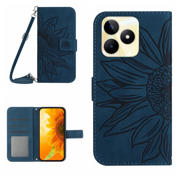 Skin Feel Sun Flower Embossed Flip Leather Phone Case with Lanyard, For Realme C67 4G, For Realme 11 5G Global, For Realme C53, For Realme 11 4G Global