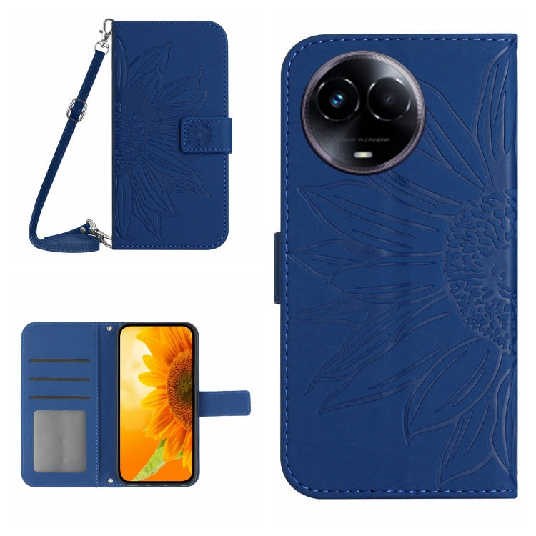 Skin Feel Sun Flower Embossed Flip Leather Phone Case with Lanyard, For Realme C67 4G, For Realme 11 5G Global, For Realme C53, For Realme 11 4G Global