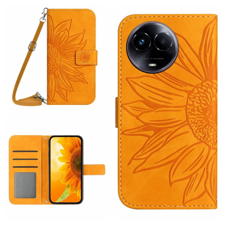 Skin Feel Sun Flower Embossed Flip Leather Phone Case with Lanyard, For Realme C67 4G, For Realme 11 5G Global, For Realme C53, For Realme 11 4G Global