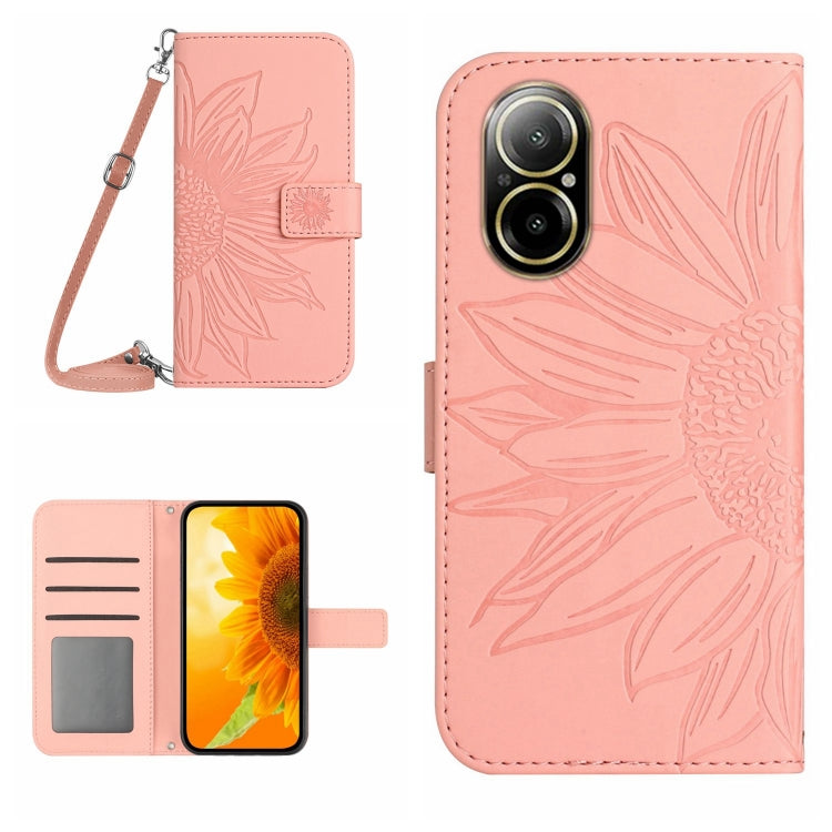Skin Feel Sun Flower Embossed Flip Leather Phone Case with Lanyard, For Realme C67 4G, For Realme 11 5G Global, For Realme C53, For Realme 11 4G Global