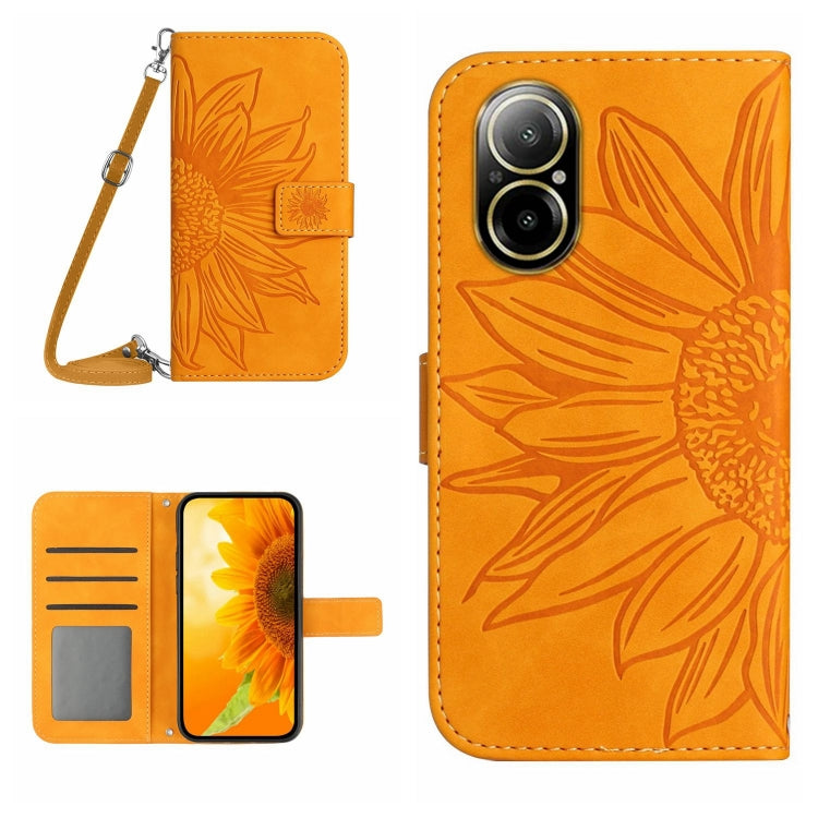 Skin Feel Sun Flower Embossed Flip Leather Phone Case with Lanyard, For Realme C67 4G, For Realme 11 5G Global, For Realme C53, For Realme 11 4G Global