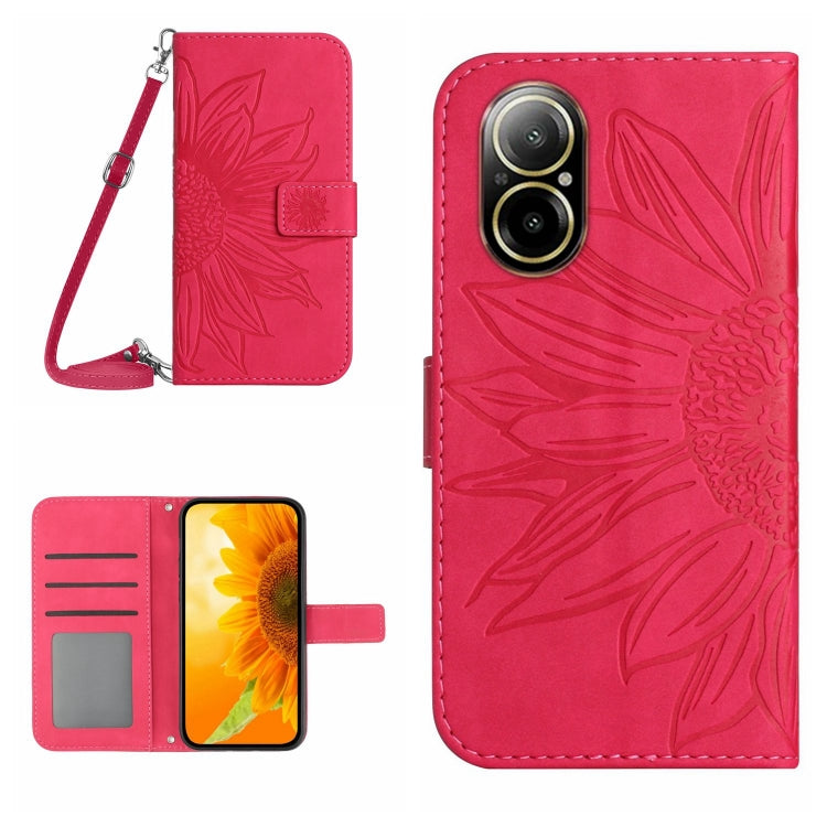 Skin Feel Sun Flower Embossed Flip Leather Phone Case with Lanyard, For Realme C67 4G, For Realme 11 5G Global, For Realme C53, For Realme 11 4G Global