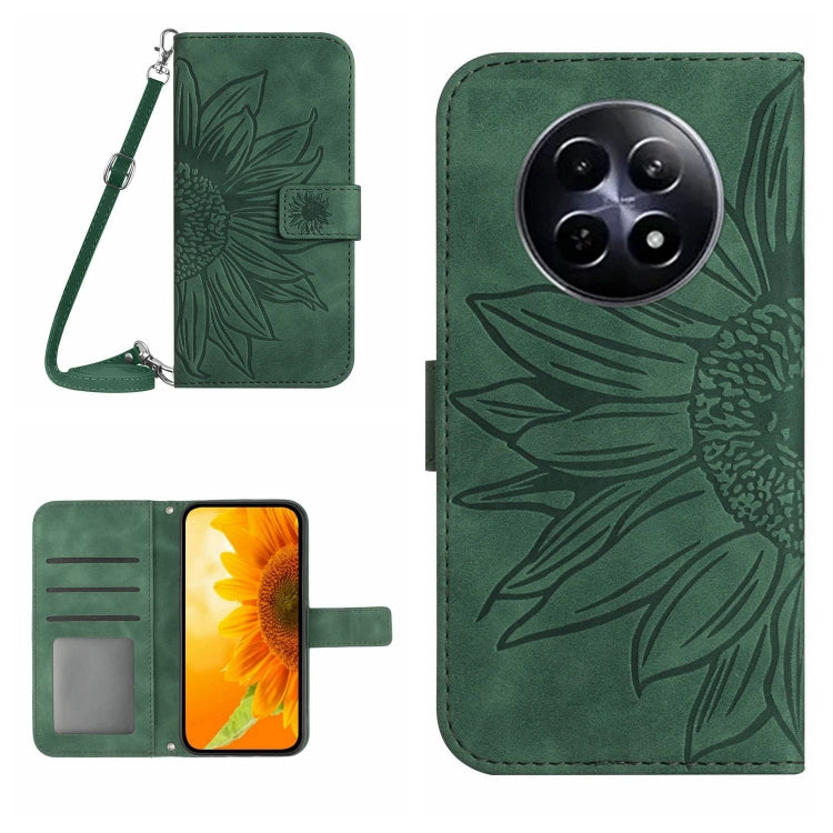 Skin Feel Sun Flower Embossed Flip Leather Phone Case with Lanyard, For Realme C63 4G Global/ C61, For Realme 12 5G Global, For Realme 12+ Global, For Realme 12 Pro/12 Pro+ Global