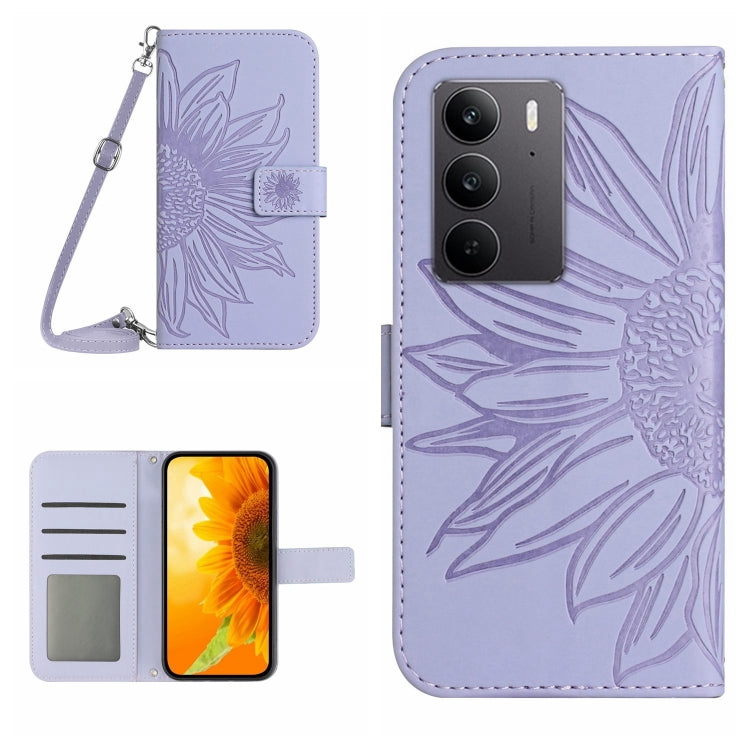 Skin Feel Sun Flower Embossed Flip Leather Phone Case with Lanyard, For Realme C75 4G, For Realme 13+ 5G Global, For Realme 13 Pro 5G / 13 Pro+ 5G, For Realme C63 5G