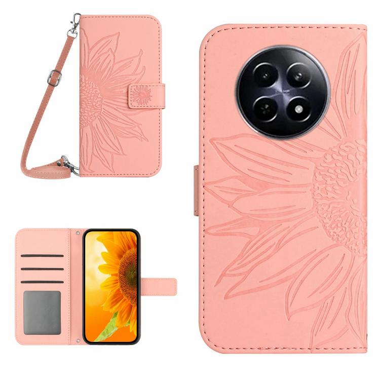 Skin Feel Sun Flower Embossed Flip Leather Phone Case with Lanyard, For Realme C75 4G, For Realme 13+ 5G Global, For Realme 13 Pro 5G / 13 Pro+ 5G, For Realme C63 5G