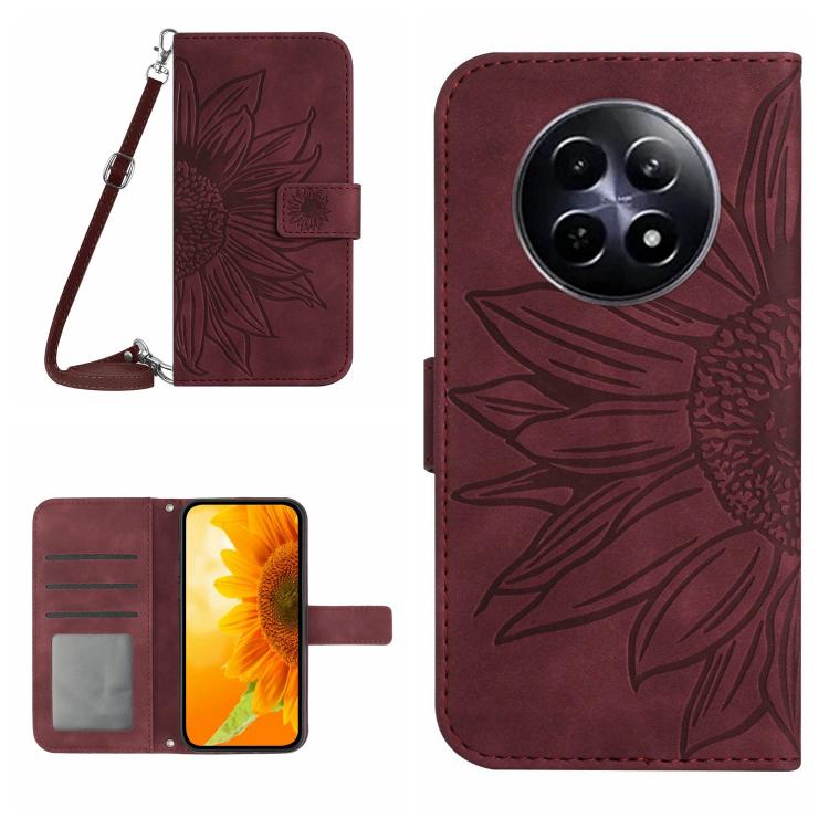 Skin Feel Sun Flower Embossed Flip Leather Phone Case with Lanyard, For Realme C75 4G, For Realme 13+ 5G Global, For Realme 13 Pro 5G / 13 Pro+ 5G, For Realme C63 5G