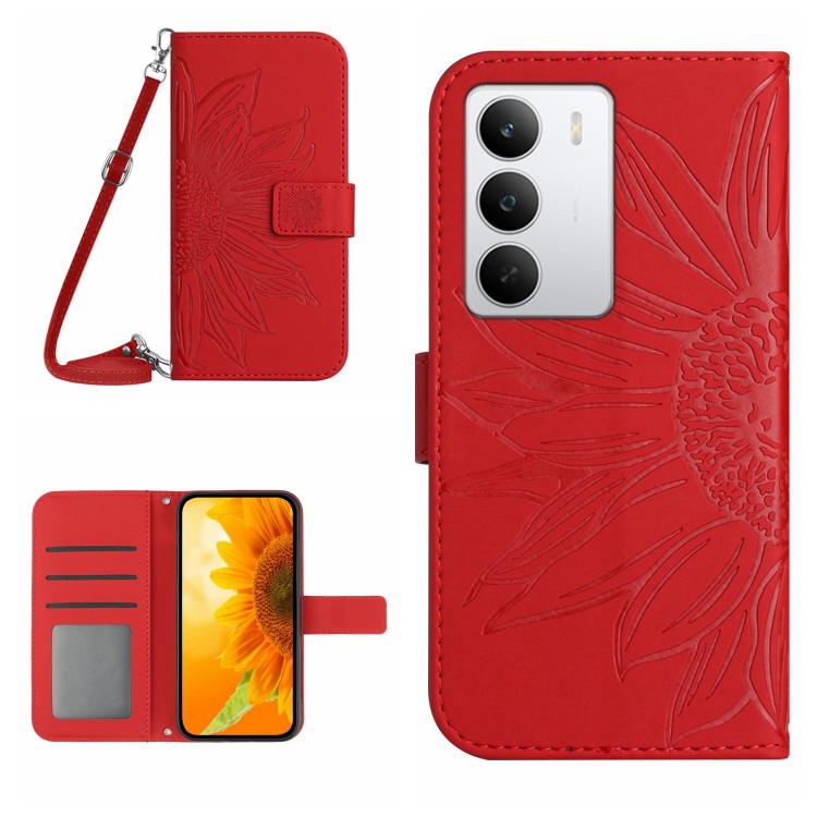 Skin Feel Sun Flower Embossed Flip Leather Phone Case with Lanyard, For Realme C85 Pro 4G, For Realme 15T 5G, For Realme 15 5G Global / 15 Pro 5G Global, For Realme C71 4G