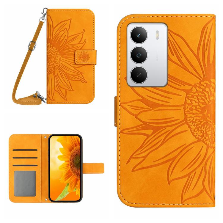 Skin Feel Sun Flower Embossed Flip Leather Phone Case with Lanyard, For Realme C85 Pro 4G, For Realme 15T 5G, For Realme 15 5G Global / 15 Pro 5G Global, For Realme C71 4G
