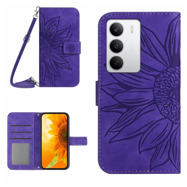 Skin Feel Sun Flower Embossed Flip Leather Phone Case with Lanyard, For Realme C85 Pro 4G, For Realme 15T 5G, For Realme 15 5G Global / 15 Pro 5G Global, For Realme C71 4G