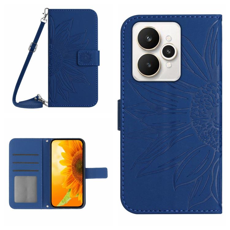 Skin Feel Sun Flower Embossed Flip Leather Phone Case with Lanyard, For Realme C85 Pro 4G, For Realme 15T 5G, For Realme 15 5G Global / 15 Pro 5G Global, For Realme C71 4G