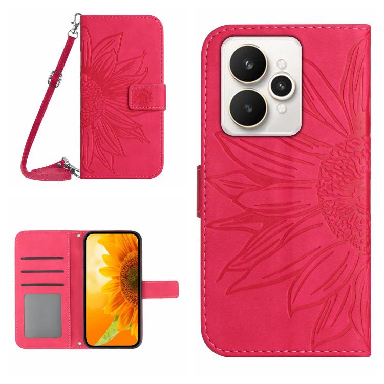 Skin Feel Sun Flower Embossed Flip Leather Phone Case with Lanyard, For Realme C85 Pro 4G, For Realme 15T 5G, For Realme 15 5G Global / 15 Pro 5G Global, For Realme C71 4G