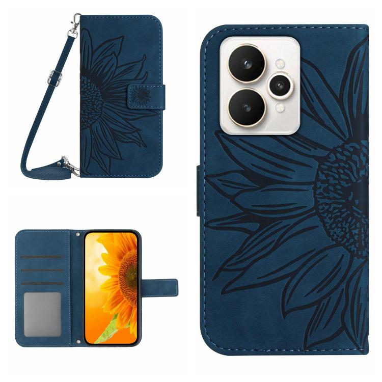 Skin Feel Sun Flower Embossed Flip Leather Phone Case with Lanyard, For Realme C85 Pro 4G, For Realme 15T 5G, For Realme 15 5G Global / 15 Pro 5G Global, For Realme C71 4G