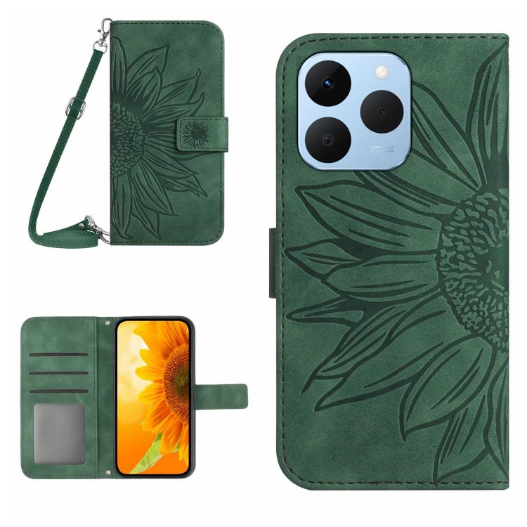 Skin Feel Sun Flower Embossed Flip Leather Phone Case with Lanyard, For Realme C85 Pro 4G, For Realme 15T 5G, For Realme 15 5G Global / 15 Pro 5G Global, For Realme C71 4G