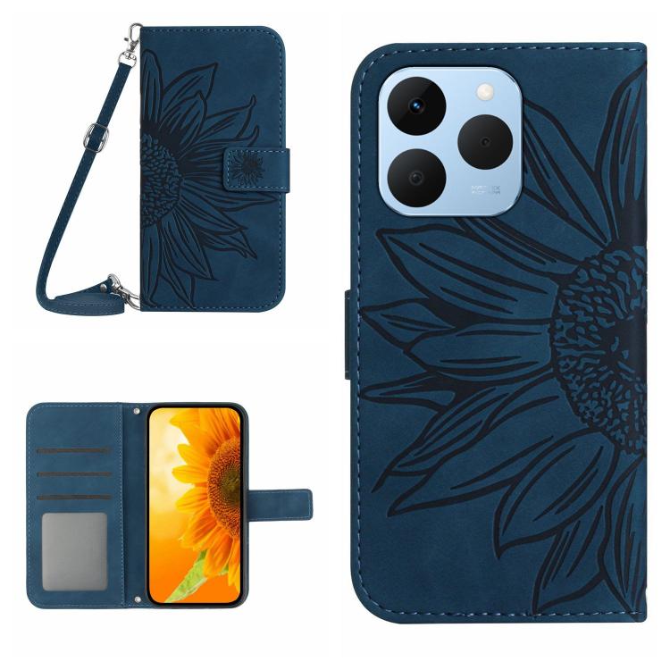 Skin Feel Sun Flower Embossed Flip Leather Phone Case with Lanyard, For Realme C85 Pro 4G, For Realme 15T 5G, For Realme 15 5G Global / 15 Pro 5G Global, For Realme C71 4G