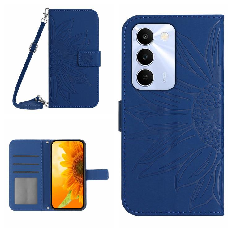 Skin Feel Sun Flower Embossed Flip Leather Phone Case with Lanyard, For Realme C100 4G, For Realme C83 5G, For Realme 16 Pro+ 5G, For Realme C85 5G