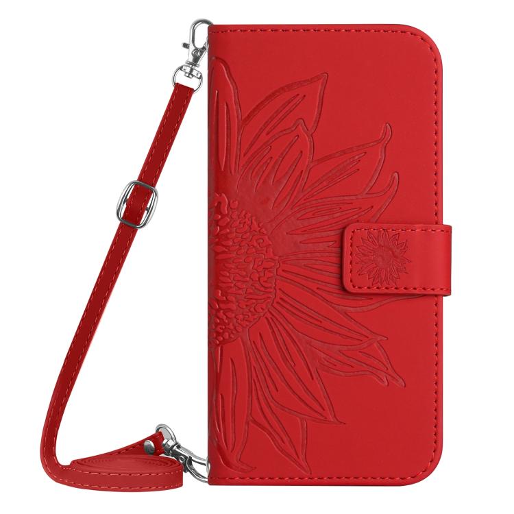 Skin Feel Sun Flower Embossed Flip Leather Phone Case with Lanyard, For Realme C100 4G, For Realme C83 5G, For Realme 16 Pro+ 5G, For Realme C85 5G