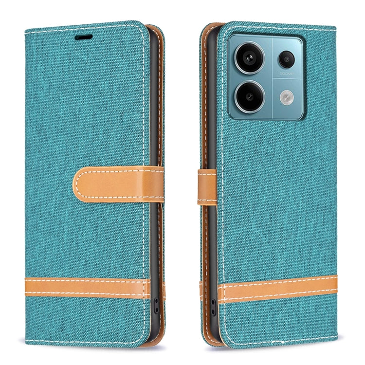 Color Block Denim Texture Leather Phone Case, For Xiaomi Redmi 13C, For Xiaomi Redmi Note 13 Pro+ 5G, For Xiaomi Redmi Note 13 Pro 5G