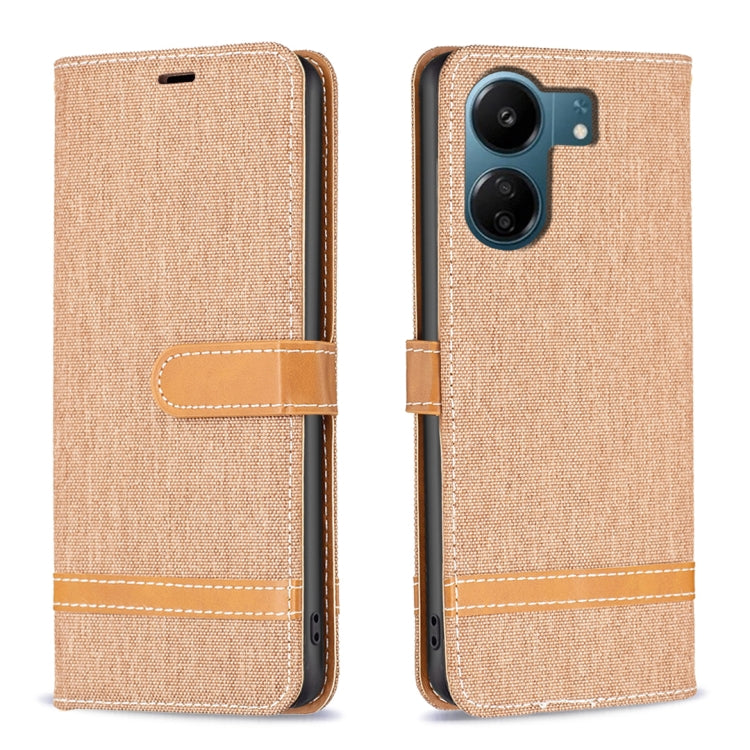 Color Block Denim Texture Leather Phone Case, For Xiaomi Redmi 13C, For Xiaomi Redmi Note 13 Pro+ 5G, For Xiaomi Redmi Note 13 Pro 5G