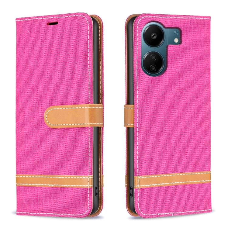 Color Block Denim Texture Leather Phone Case, For Xiaomi Redmi 13C, For Xiaomi Redmi Note 13 Pro+ 5G, For Xiaomi Redmi Note 13 Pro 5G