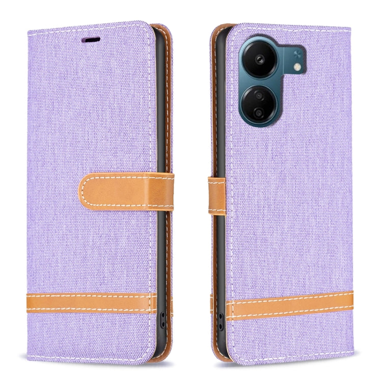 Color Block Denim Texture Leather Phone Case, For Xiaomi Redmi 13C, For Xiaomi Redmi Note 13 Pro+ 5G, For Xiaomi Redmi Note 13 Pro 5G