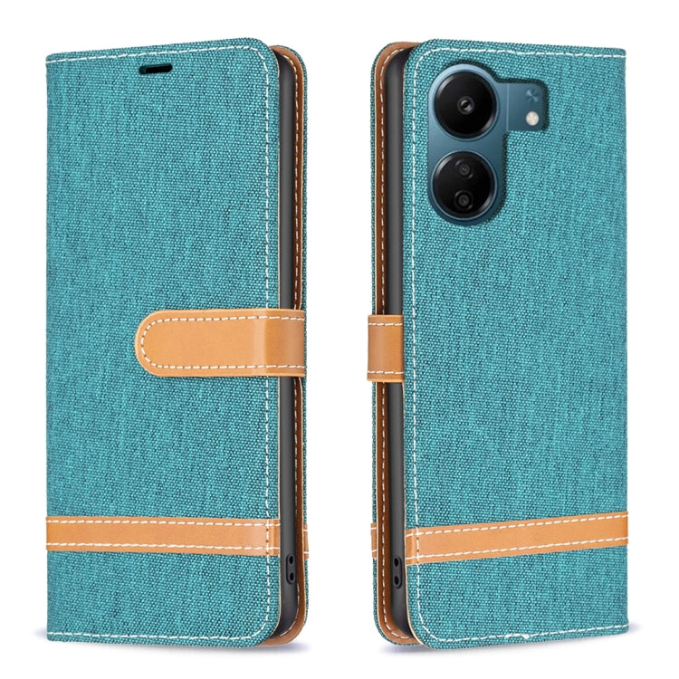 Color Block Denim Texture Leather Phone Case, For Xiaomi Redmi 13C, For Xiaomi Redmi Note 13 Pro+ 5G, For Xiaomi Redmi Note 13 Pro 5G