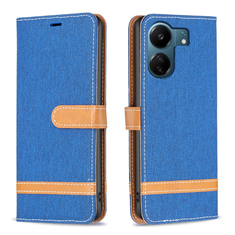 Color Block Denim Texture Leather Phone Case, For Xiaomi Redmi 13C, For Xiaomi Redmi Note 13 Pro+ 5G, For Xiaomi Redmi Note 13 Pro 5G