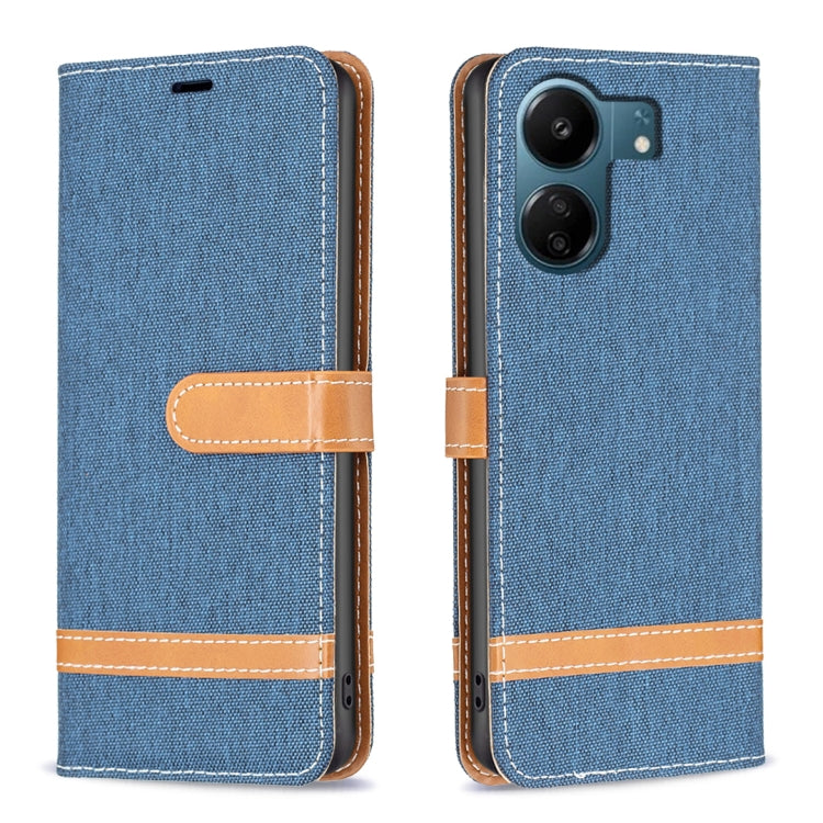 Color Block Denim Texture Leather Phone Case, For Xiaomi Redmi 13C, For Xiaomi Redmi Note 13 Pro+ 5G, For Xiaomi Redmi Note 13 Pro 5G