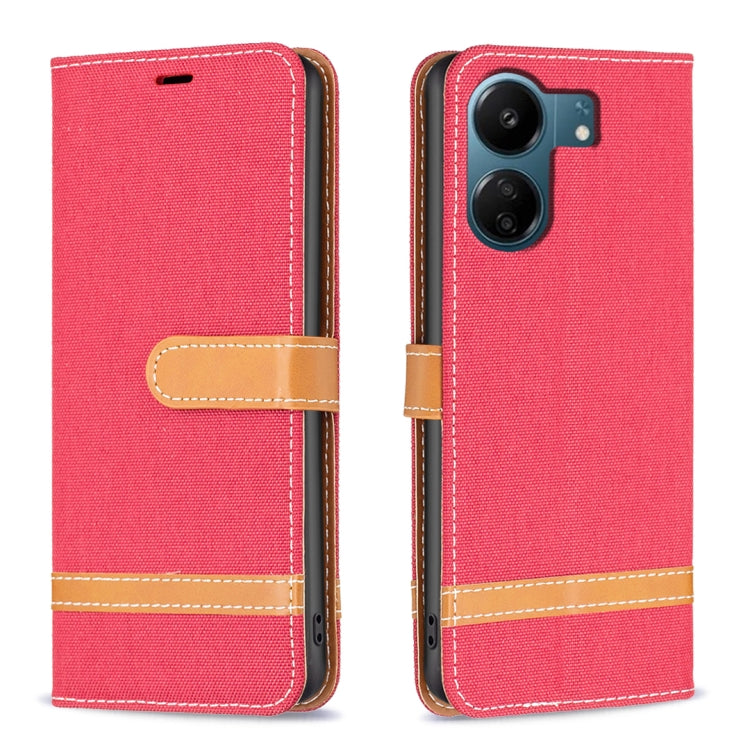 Color Block Denim Texture Leather Phone Case, For Xiaomi Redmi 13C, For Xiaomi Redmi Note 13 Pro+ 5G, For Xiaomi Redmi Note 13 Pro 5G