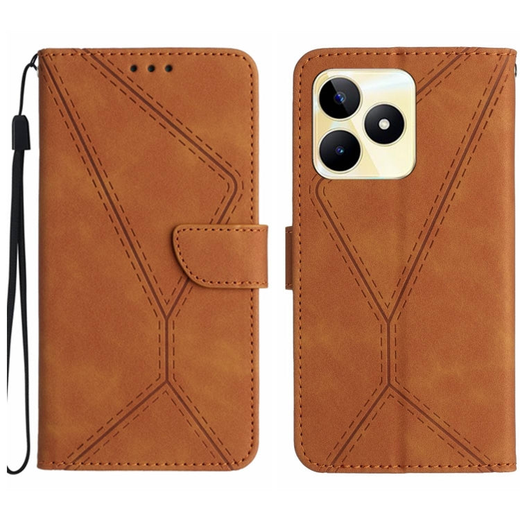 Stitching Embossed Leather Phone Case, For Realme C63 5G, For Realme 12 5G Global, For Realme 12+ Global, For Realme 12 Pro/12 Pro+ Global, For Realme C67 4G, For Realme 11 5G Global, For Realme C53, For Realme 11 4G Global