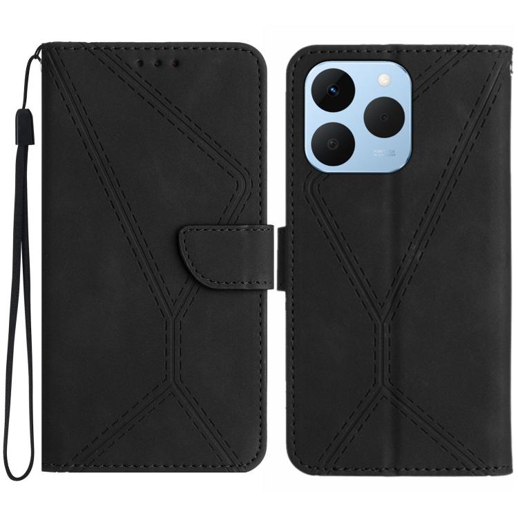 Stitching Embossed Leather Phone Case, For Realme C100 4G, For Realme C83 5G, For Realme 16 Pro+ 5G, For Realme C85 5G, For Realme C85 Pro 4G, For Realme 15T 5G, For Realme 15 5G Global / 15 Pro 5G Global, For Realme C71 4G