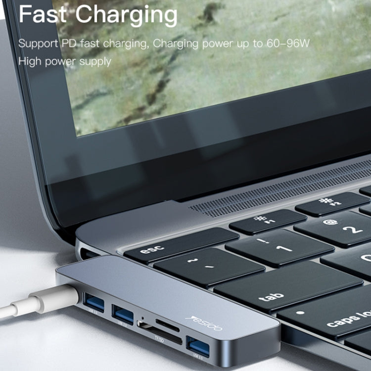 Yesido HB10 6 in 1 USB-C / Type-C Ports Multifunctional Docking Station HUB Adapter, HB10