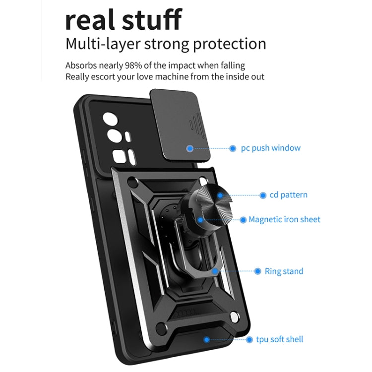 Sliding Camera Cover Design TPU Hybrid PC Phone Case, For Xiaomi Poco F5 Pro