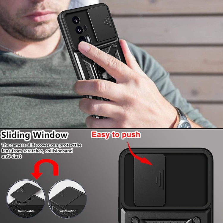 Sliding Camera Cover Design TPU Hybrid PC Phone Case, For Xiaomi Poco F5 Pro