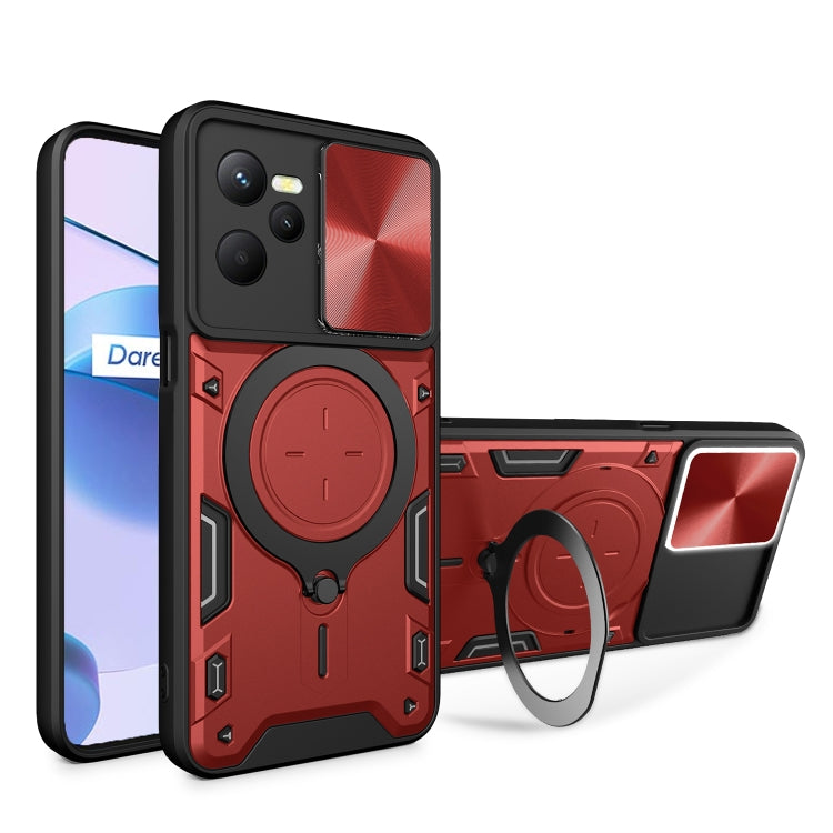 CD Texture Sliding Camshield Magnetic Holder Phone Case, For Realme GT3 5G, For Realme 10 Pro+ 5G, For Realme C35, For Realme C21 / C20 / C11 2021