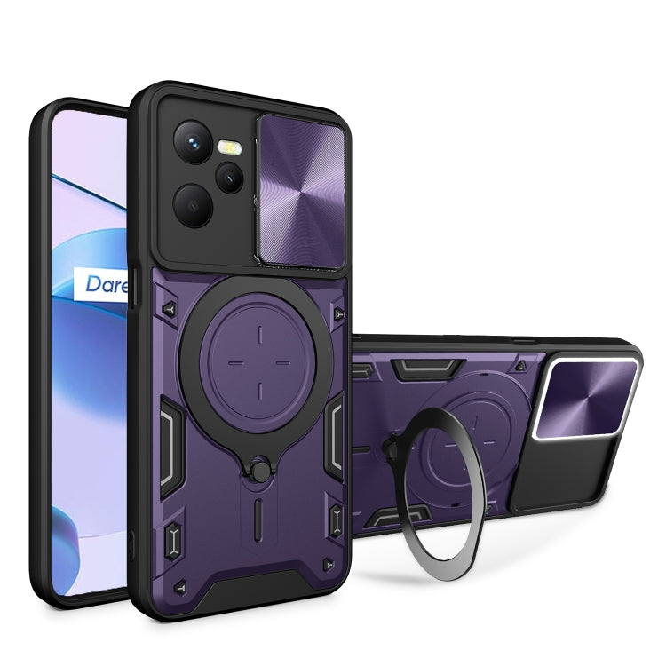 CD Texture Sliding Camshield Magnetic Holder Phone Case, For Realme GT3 5G, For Realme 10 Pro+ 5G, For Realme C35, For Realme C21 / C20 / C11 2021