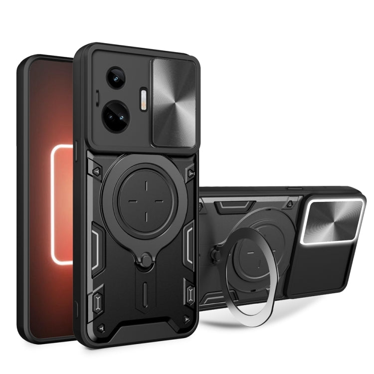CD Texture Sliding Camshield Magnetic Holder Phone Case, For Realme C55 4G, For Realme GT3 5G, For Realme 10 Pro+ 5G, For Realme C35, For Realme C21 / C20 / C11 2021